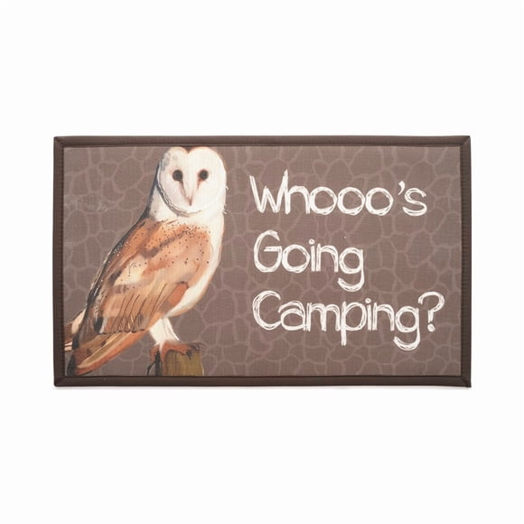 Kittrich Tapis de Porte STRB-14854-20 Stephan Roberts; pour Usage Intérieur Ou Extérieur; Whooos Camping; Surface/coussin en Polyester Non Tissé Centre/dossier en Caoutchouc Recyclé; 18 Pouces x 30 Pouces