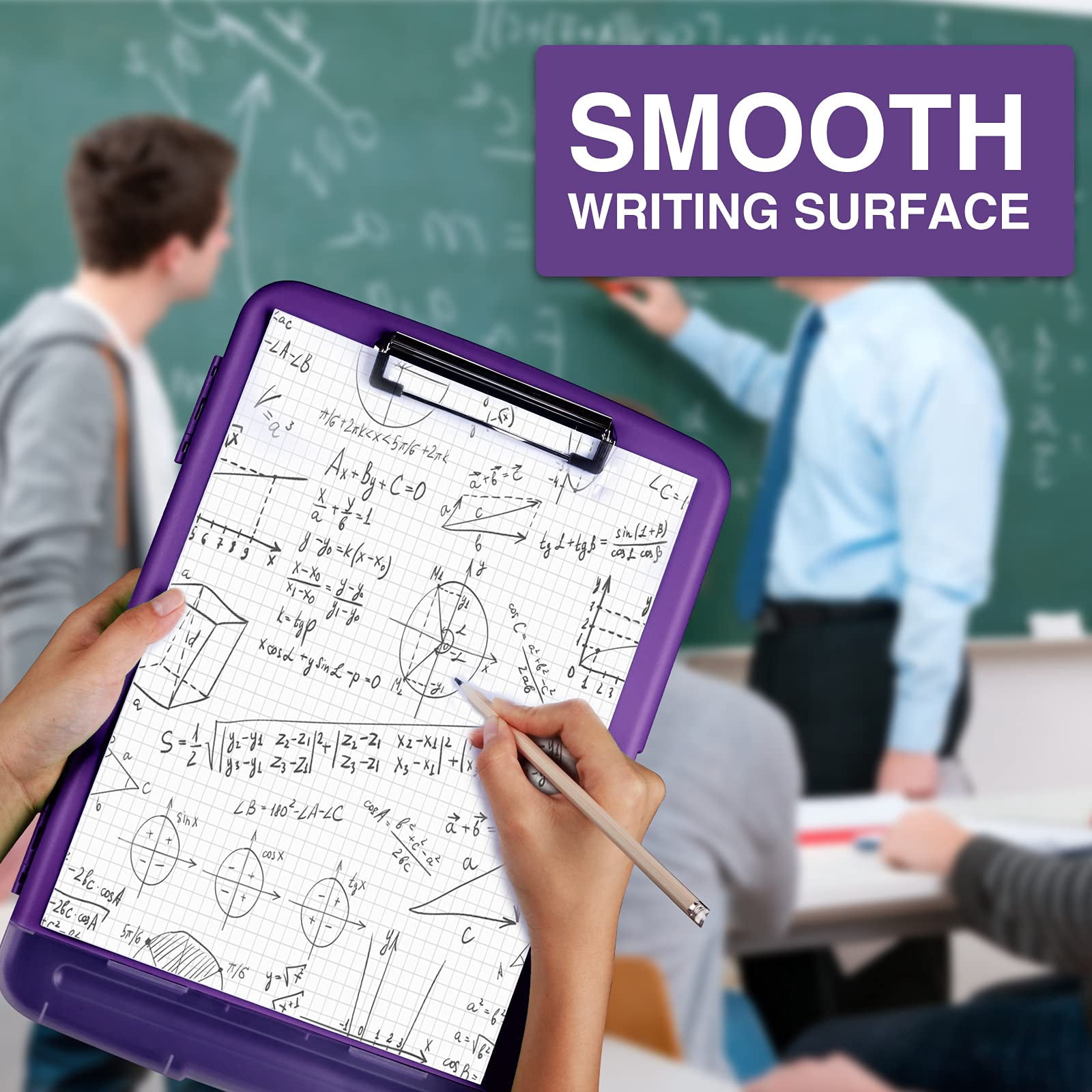 Clipboard With Storage  Clip Board 8.5 X 11 Pen Holder Plastic Organization Case Box For Letter Legal A4 Size Paper Low Profile Teachers Haves School & Office Supplies