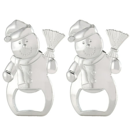 

2pcs Christmas Snowman Design Bottle Opener Zinc Alloy Opening Tool for Wine