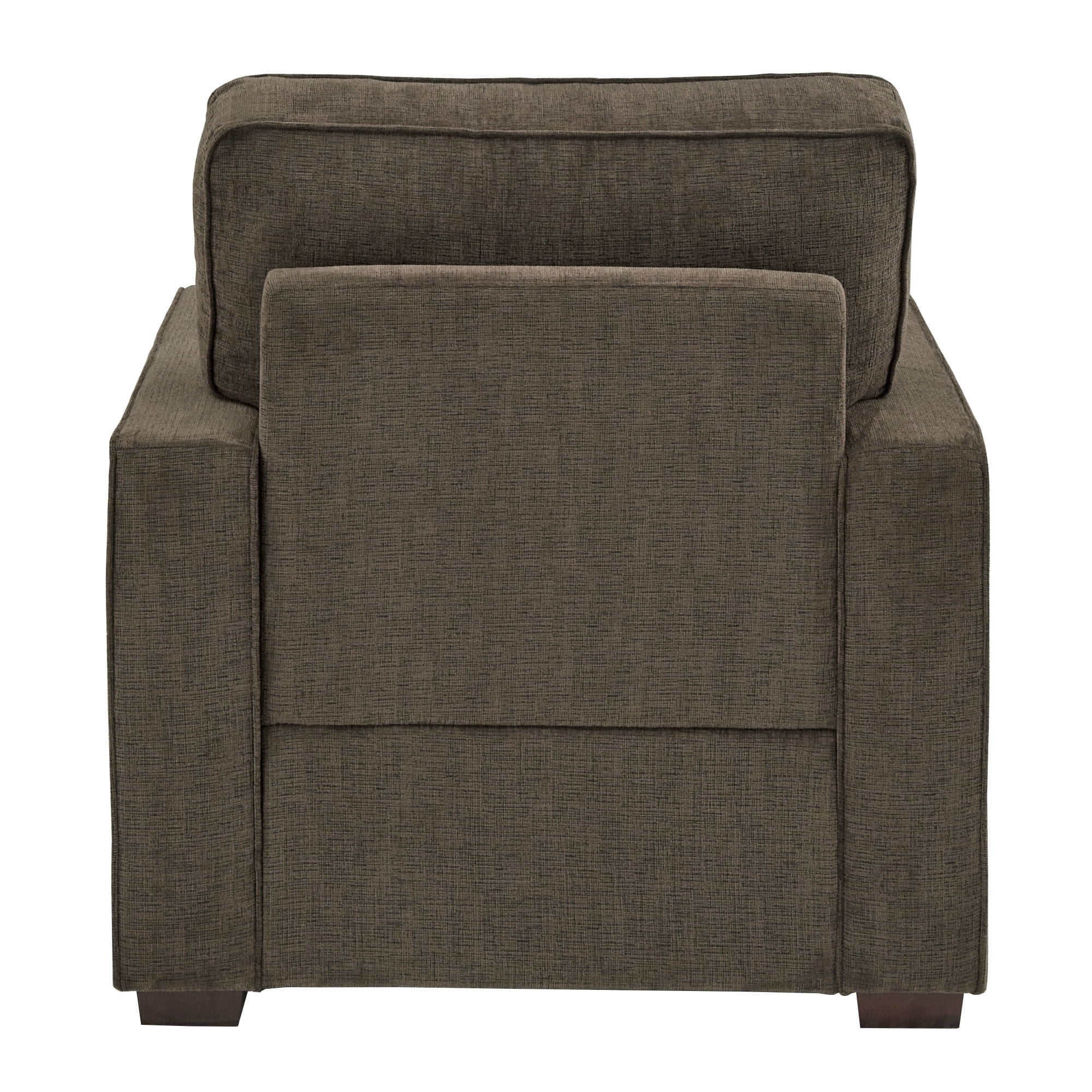 Weston Home Svolvar Modern Fabric Upholstered Square Arm Chair, Brown Chenille Fabric