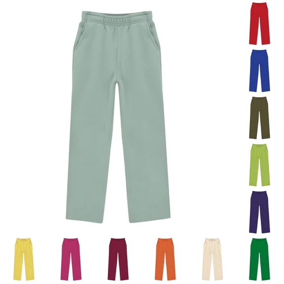 YMNXA Kids Girls Casual Pants Elastic Waist Straight Fit Solid Color Comfortable Lightweight Trousers For Casual Daily Wear,Mint Green,9-10 Years
