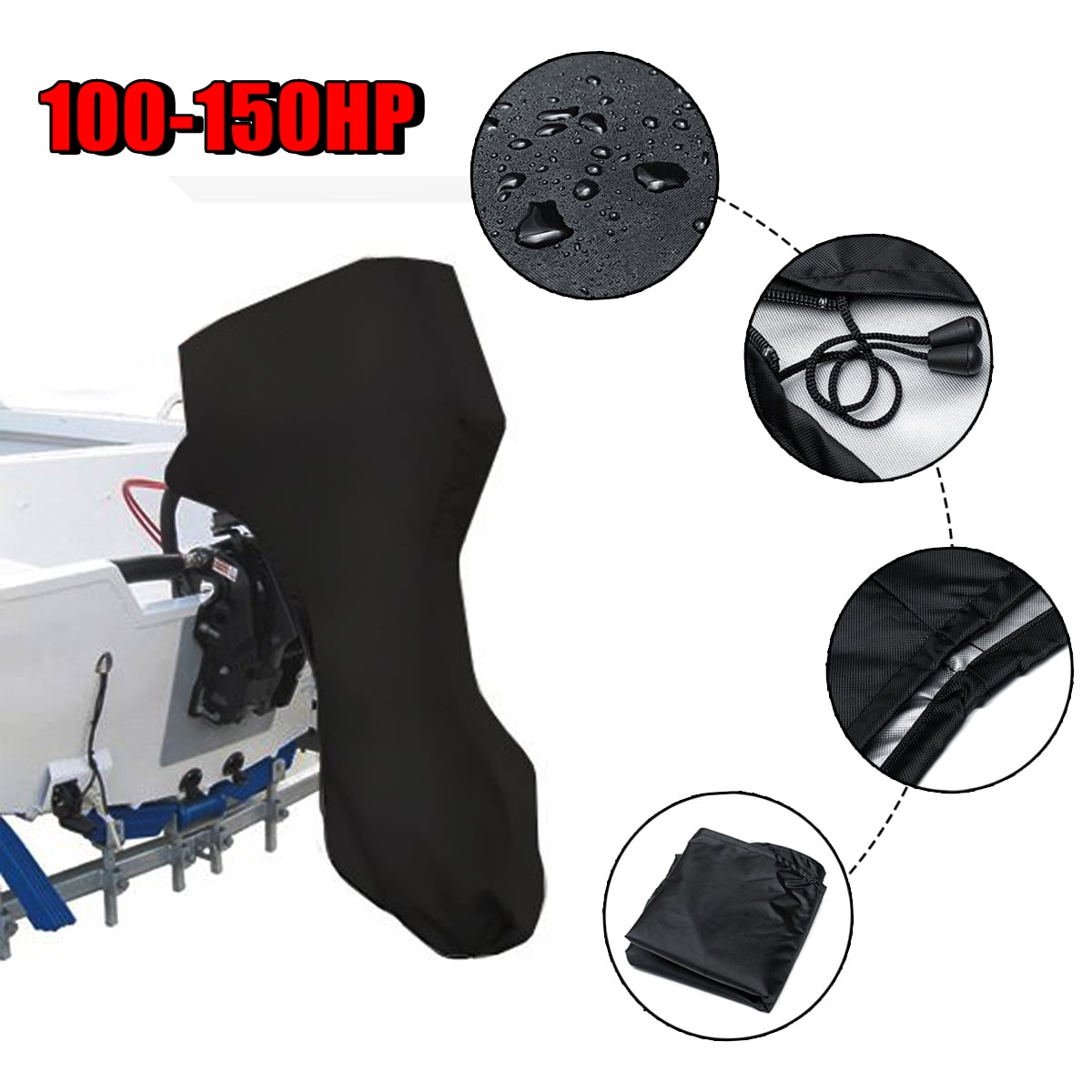 Black 100150HP Full Outboard Boat Motor Engine Cover 420D Waterproof