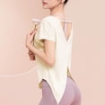 thumbnail image 4 of hotojiny Workout Crop Tops for Women Lightweight Crew Neck Short Sleeve Yoga Shirts Breathable Running Sports Gym Activewear, 4 of 5