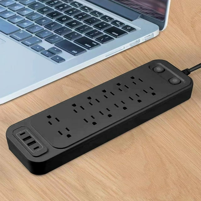 CUITING Multiprise 12 Prises avec Ports USB et Type-C Protection contre les Surcharges Multi-Fonction pour Usage Domestique et de Bureau Haute Sécurité Certifié Protecteur de Surtension Intelligent