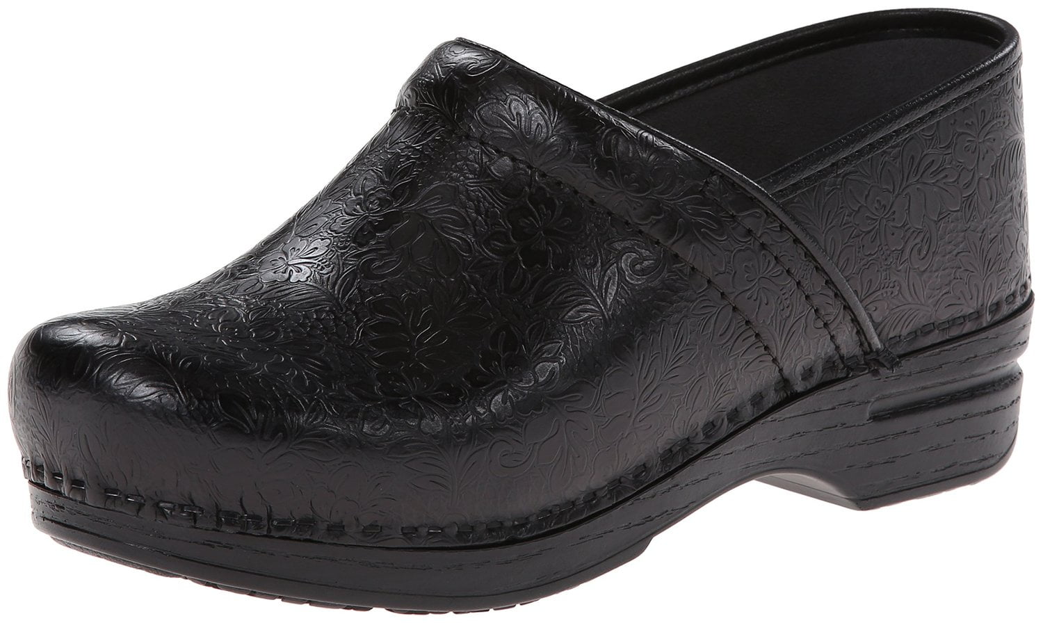dansko pro xp black floral tooled