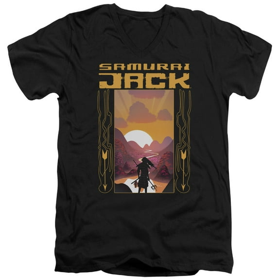 Samurai Jack Sunrise S/S Adult V-Neck 30/1 T-Shirt Black