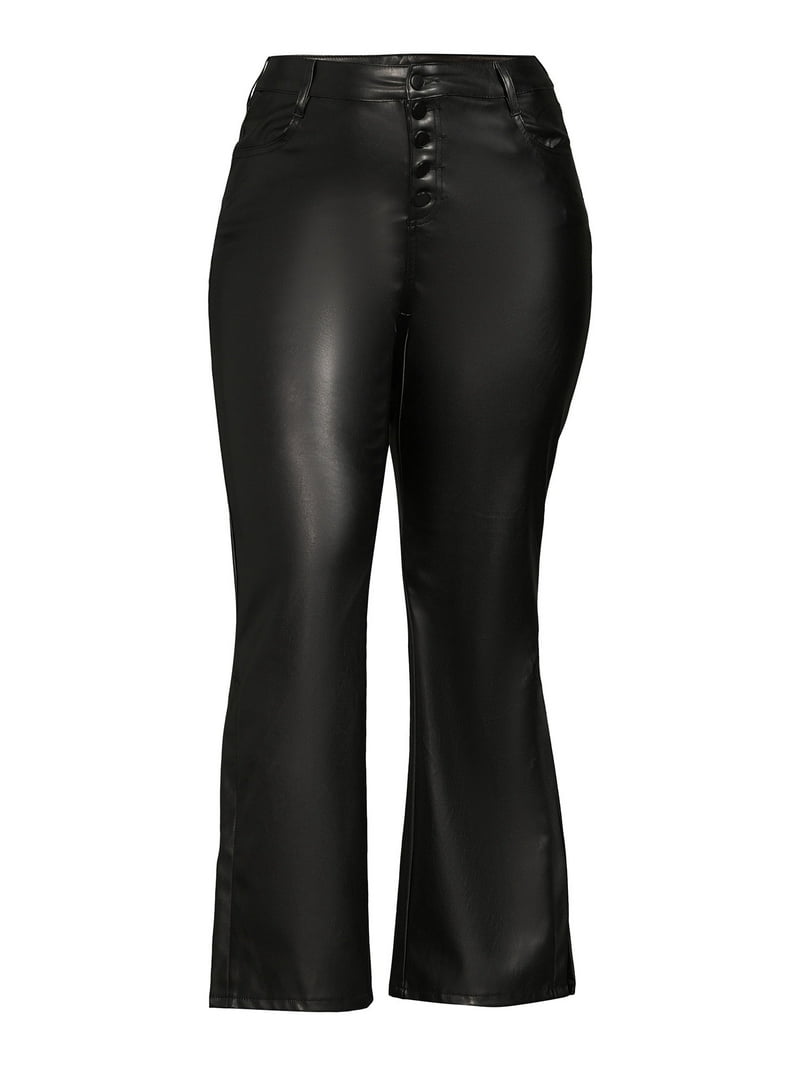 即日発送　W FACE VEGAN LEATHER FLARE TOPS SEMATOMALA Women's Lace Up Front Faux Leather Flare Pants