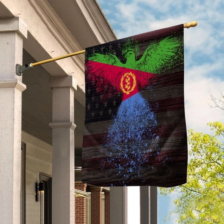 American Flag- Eritrean Flag Eritrea US Friendship Forever July 4 Decoration House Flag, Double-Sided Decorative Outdoor Flag, Patriotic Polyester Yard Flag 29.5 x 39.5 in
