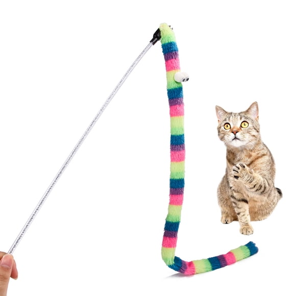 Jinsinto Cat Toy Rainbow Wand, 3pcs Rainbow Ribbon Wand for Kitten Training, Charming Wand