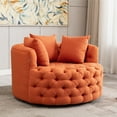 thumbnail image 3 of Veryke Linen Button Tufted Accent Chair, Leisure Swivel Lounge Sofa for Living Room - Orange, 3 of 10