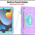 thumbnail image 6 of Dteck Case for iPad 9th 8th 7th Generation 10.2-inch,Heavy Duty Rugged Drop Proof Shockproof Armor Case with Stand Pencil Holder Hand Strap Shoulder Strap for iPad 10.2" 2021/2020/2019,Purple+Green, 6 of 8