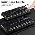 thumbnail image 2 of Case for Samsung Galaxy Z Fold 4 with Stylus & S Pen Holder, Kickstand Alloy CD Camera Protector Vintage Classic Leather Mil-Grade Protection Anti-Scratch Shockproof Protective Case, Black, 2 of 14