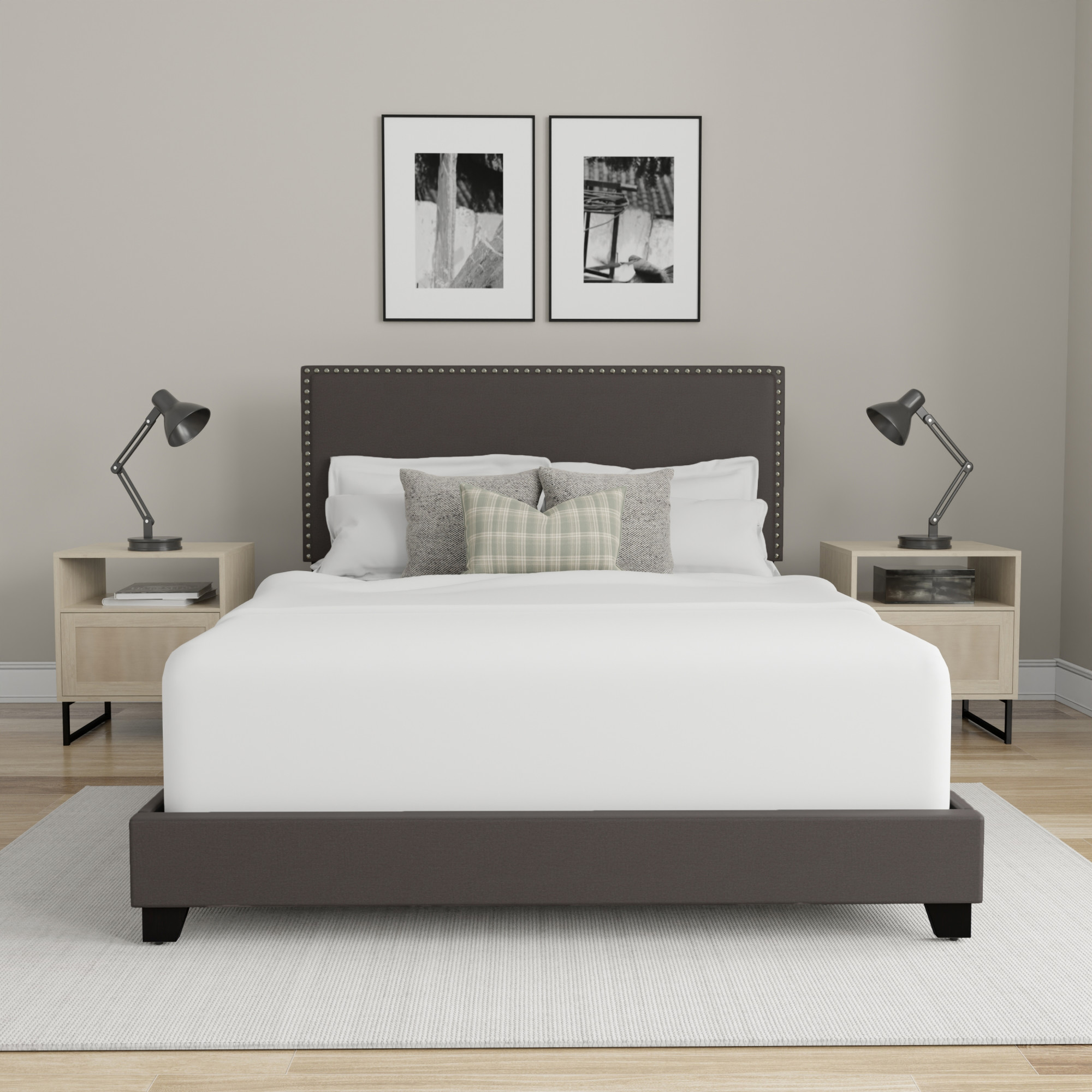 Hillsdale Willow Nailhead Full Bed, Charcoal photo 3