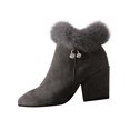 thumbnail image 1 of Women's Booties, Pointed Toe Suede Ankle Boots with Chunky Heel and Rhinestone Detail for Fall Winter Fashion, 1 of 9