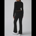 thumbnail image 4 of Conjuntos de Salón para Mujer, Conjuntos Casuales Y2K de 2 Piezas, Tops Cortos de Corta, Pantalones Acampanados con Pliegues y Chándales. Negro M, 4 of 10