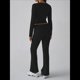 thumbnail image 4 of Conjuntos de Salón para Mujer, Conjuntos Casuales Y2K de 2 Piezas, Tops Cortos de Corta, Pantalones Acampanados con Pliegues y Chándales. Negro L, 4 of 10