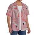thumbnail image 2 of Logiee Flamingos Print Men's Button Down Shirts Short Sleeve, Summer Beach Shirts,Vacation Wedding Shirts,Men's Casual Button-Down Shirts with Pocket-Large, 2 of 5