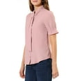 thumbnail image 4 of INSPIRE CHIC Women's Tie Neck Shirt Button Down Puff Sleeve Work Blouse XS Pink, 4 of 7