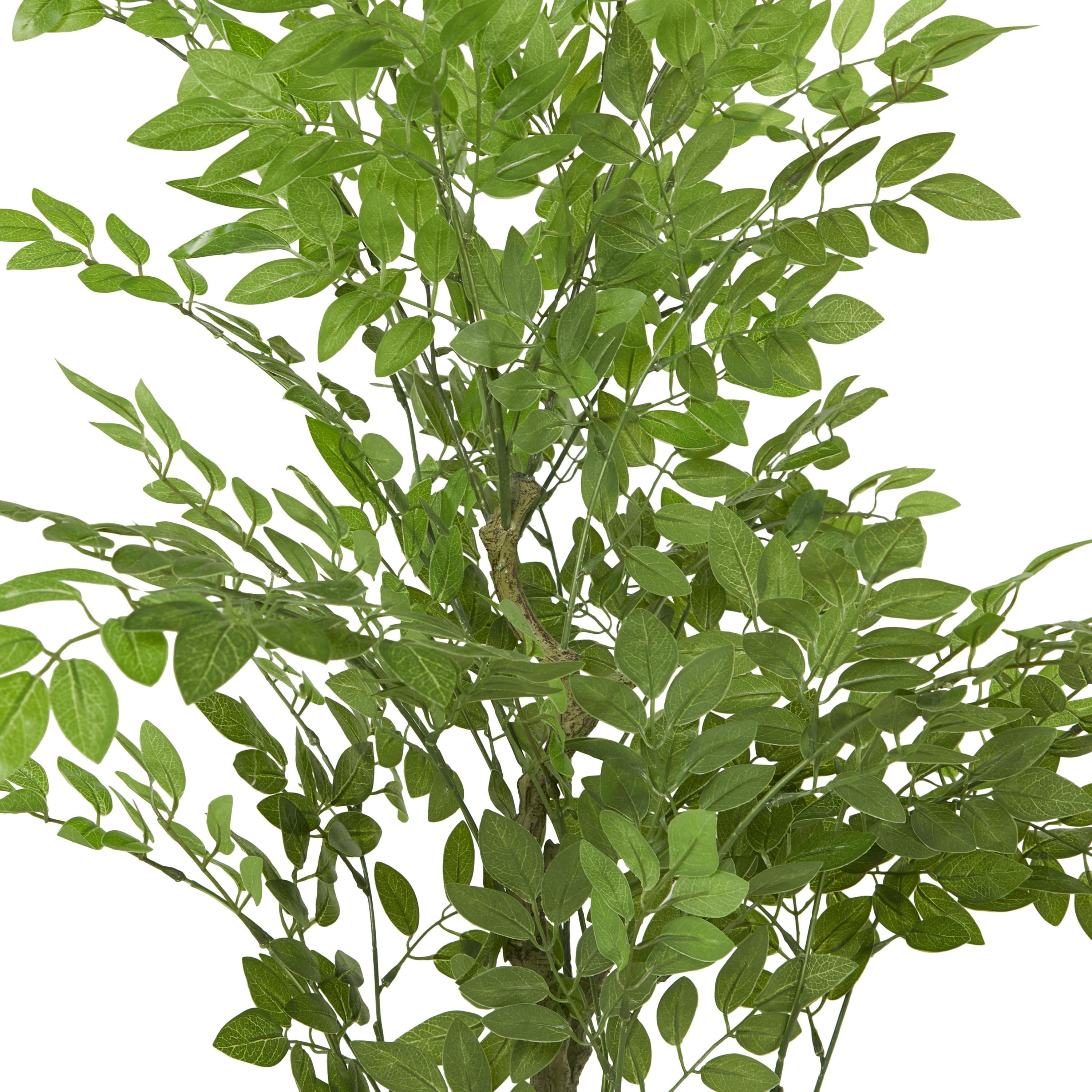 DecMode 61" Artificial Weeping Fig Tree in Realistic Leaves and Black Melamine Pot