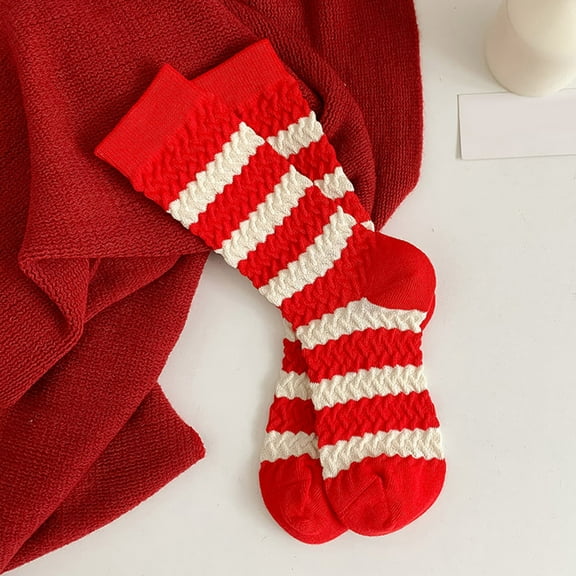 Dyfzdhu Autumn Winter Socks For Women Cute Pattern Thickened Thermal Mid Tube Socks Thermal Crew Socks Christmas Gift