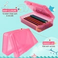 thumbnail image 4 of Double Layer Large Capacity Pencil Box,Plastic Translucent Pencil Box, Hard Pencil Cases with Snap-Tight Lid for Pens, Pencils, Office Supplies,Art Supplies,Medium-sized,1 Pack,Red, 4 of 7