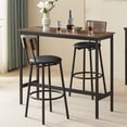 thumbnail image 3 of 3 Pcs Bar Dining Table Set, Minimalist Style Bar Table With 2 Bar Stools PU Soft seat with Backrest Footrest for Dining Room, Kitchen, Rustic Brown,43.31"L x 15.75"W x 35.43"H, 3 of 6