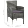 thumbnail image 2 of vidaXL Bistro Set Grey Poly Rattan and Tempered Glass Small Foldable, 2 of 6