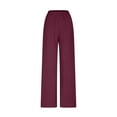 thumbnail image 5 of CheerKidz Women's Bohemian Solid Color Print Casual Pants Solid Cotton Linen Elastic Waist Wide Leg Trousers with Side Pockets Loose Fit for Spring Summer(Red,S), 5 of 6