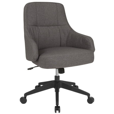 - Flash Furniture Dinan Home and Office Upholstered Mid-Back Chair in Dark Gray Fabric