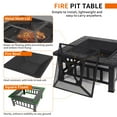 thumbnail image 4 of SYTHERS 32" Fire Pit, Outdoor Wood Burning Fireplace Firepit Table with Poker and Spark Screen for Backyard Patio Garden, Black, 4 of 8