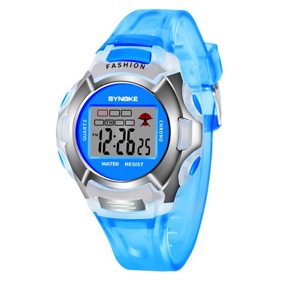 Children Watches Students Electronic Watch Waterproof Sports Watch Luminous Electronic Watch for Kids Girl Boy Blue