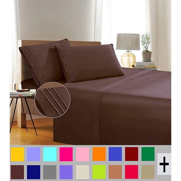 Elegant Comfort 1500 Thread Count Brown Microfiber Flat Sheet King (4 Pieces)