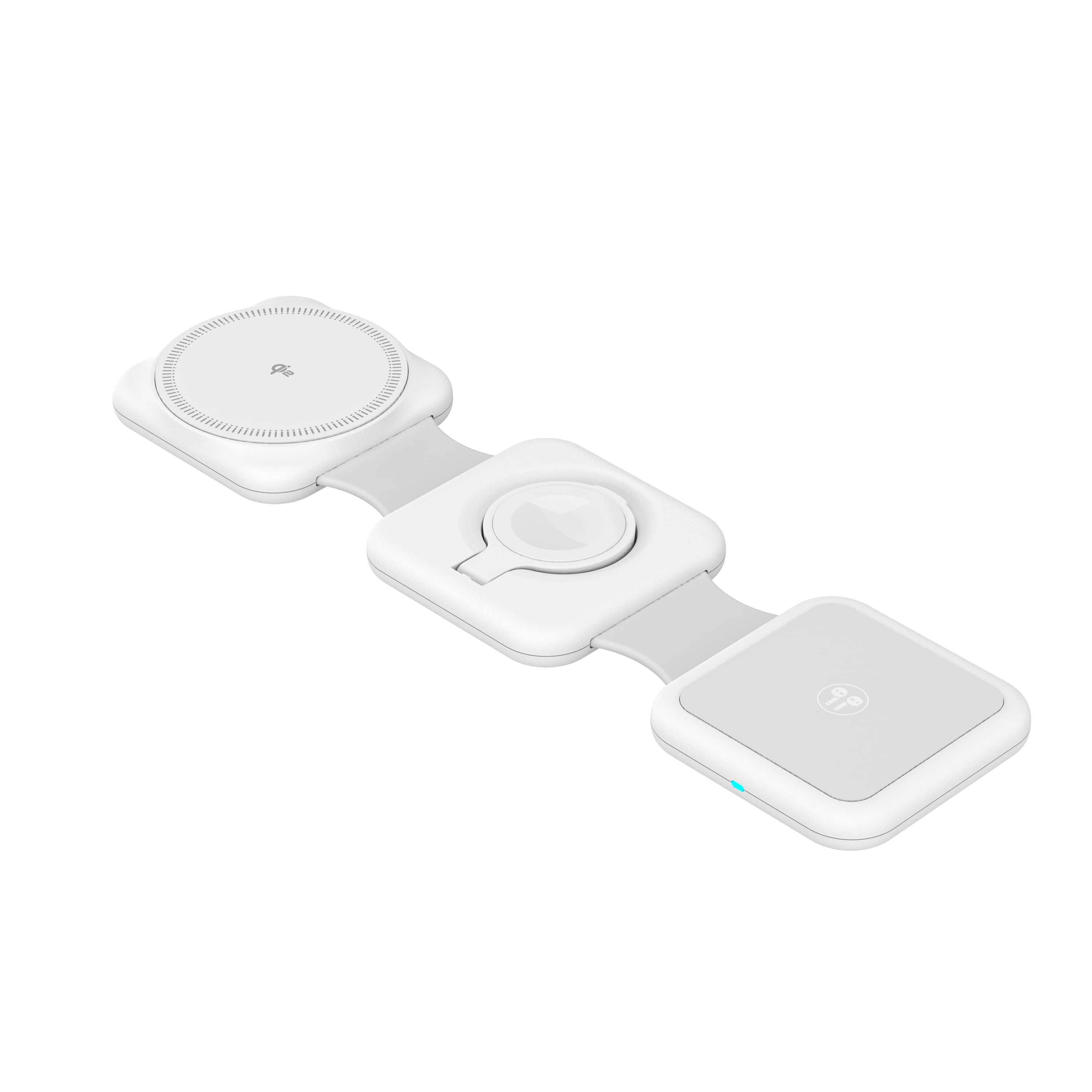 onn 3-in-1 Wireless Charging pad– Foldable Design with Wall Adapter & Cable, White – Compatible with iPhone 17/16/15/14/13/12, Apple Watch, AirPods and other Qi enabled devices