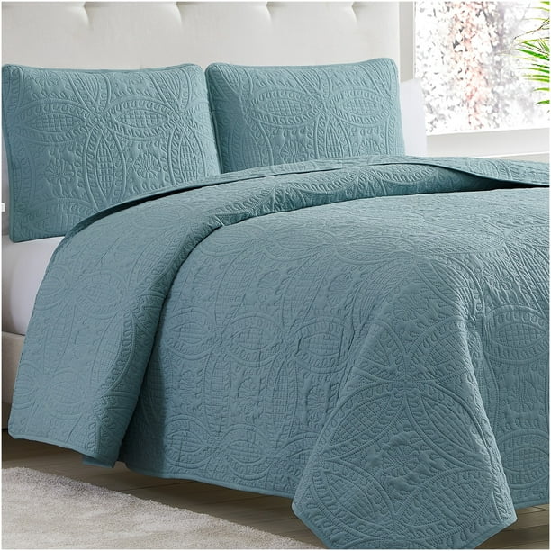 Mellanni Bedspread Coverlet Set, Blue Queen Bedspreads