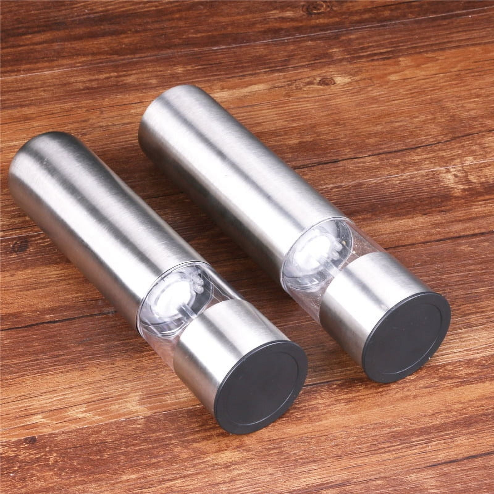 LNKOO Kitchen Electric Pepper/Salt Grinder - Battery Powered Stainless Steel Salt or Pepper Mill - Tall Power Shaker - Automatic Grinder with light - Adjustable Ceramic Coarseness