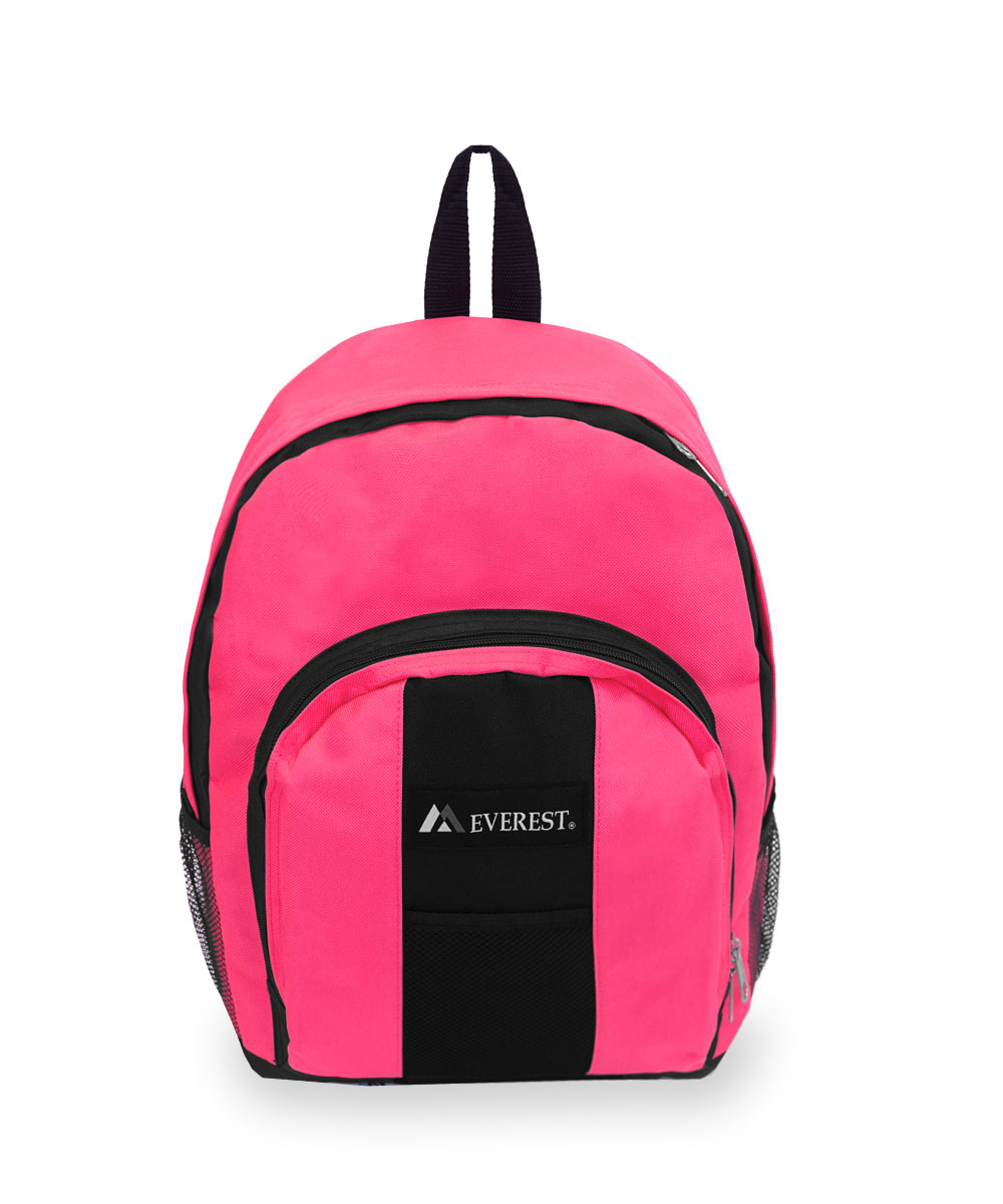 Everest 17" Backpack with Front & Side Pockets, HOT PINK/BLACK All Ages, Unisex - BP2072-HPK/BK - image 2 of 4