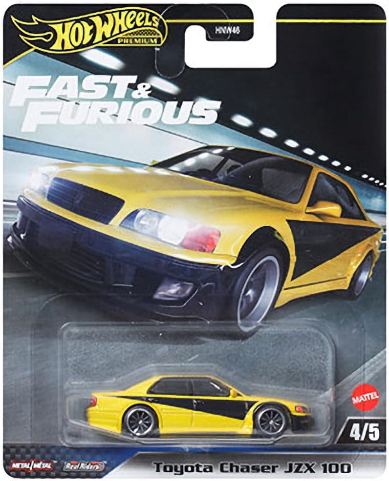 Hot Wheels Premium Fast & Furious Die-Cast Cars, Set of 5, Civic Coupe, Lancer Evo IX, 911 RS 3.8, Toyota Chaser, Gallardo 570-4, 1:64 Scale, Metal HNW46-956M