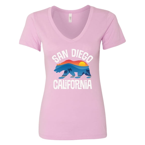 Inktastic San Diego California Bear Sunset Women's V-Neck T-Shirt