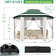thumbnail image 3 of 79.5-pulgada 6-sided portable outdoor gazebo tent con double-layer canopy y mosquito netting, green, 3 of 8