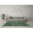 thumbnail image 3 of Ahgly Company Machine Washable Indoor Square Abstract Turquoise Blue Modern Area Rugs, 4' Square, 3 of 4