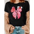 thumbnail image 1 of Camiseta informal de San Valentín para mujer, cuello redondo, poliéster 95 % elastano 5 % tejido de punto, manga corta ligeramente elástica, corte regular, estampado de lazo con labios de Cupido, ide, 1 of 6