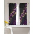 thumbnail image 3 of Marble Black Tier Curtains 45 Inch Length,Sheer Curtains for Bedroom Living Room Window Purple Gold Art Abstract Vintage Farmhouse Voile Drapes Kitchen Curtains Small Half Window 27.5"x45" 2 Panels, 3 of 7