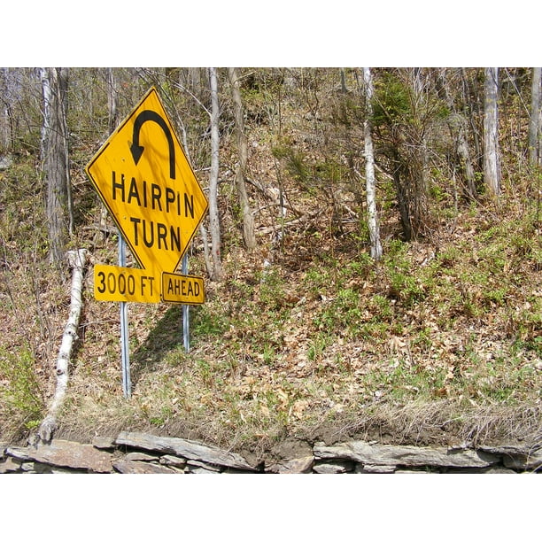 Roadsign Sign Hairpin Turn Road Road Sign-20 Inch By 30 Inch Laminated
