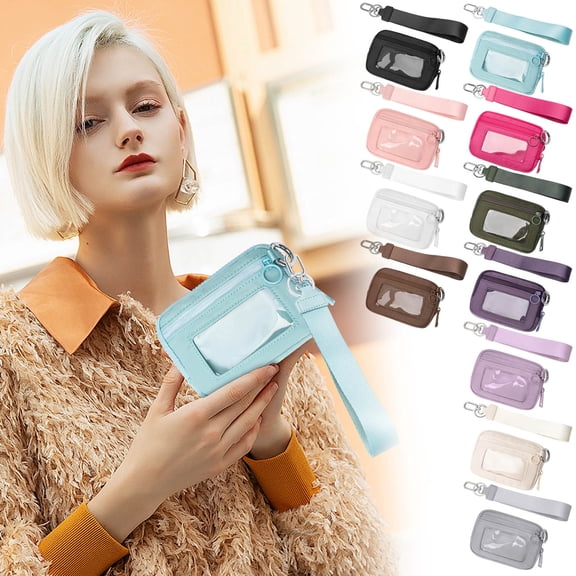 Waterproof Wristlet Pouch | Clear Card Slot | Solid Color | Polyester | Lightweight, Breathable, Wear-Resistant | Secure Travel Wallet | Hands-Free Accessory | Portable Organization | Everyday Use