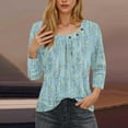 thumbnail image 4 of Blusas para las Mujeres Casual, 3/4 Manga Floral Estampado Camiseta de Moda Top Hecho de Poliéster Transpirable Suave para el Uso Diario de Primavera Otoño, Tops de Blusa para las Mujeres, 4 of 5
