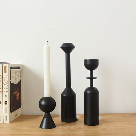 Phenofice Rustic Candlestick Holders Black 1Pc 7.1x2x2in