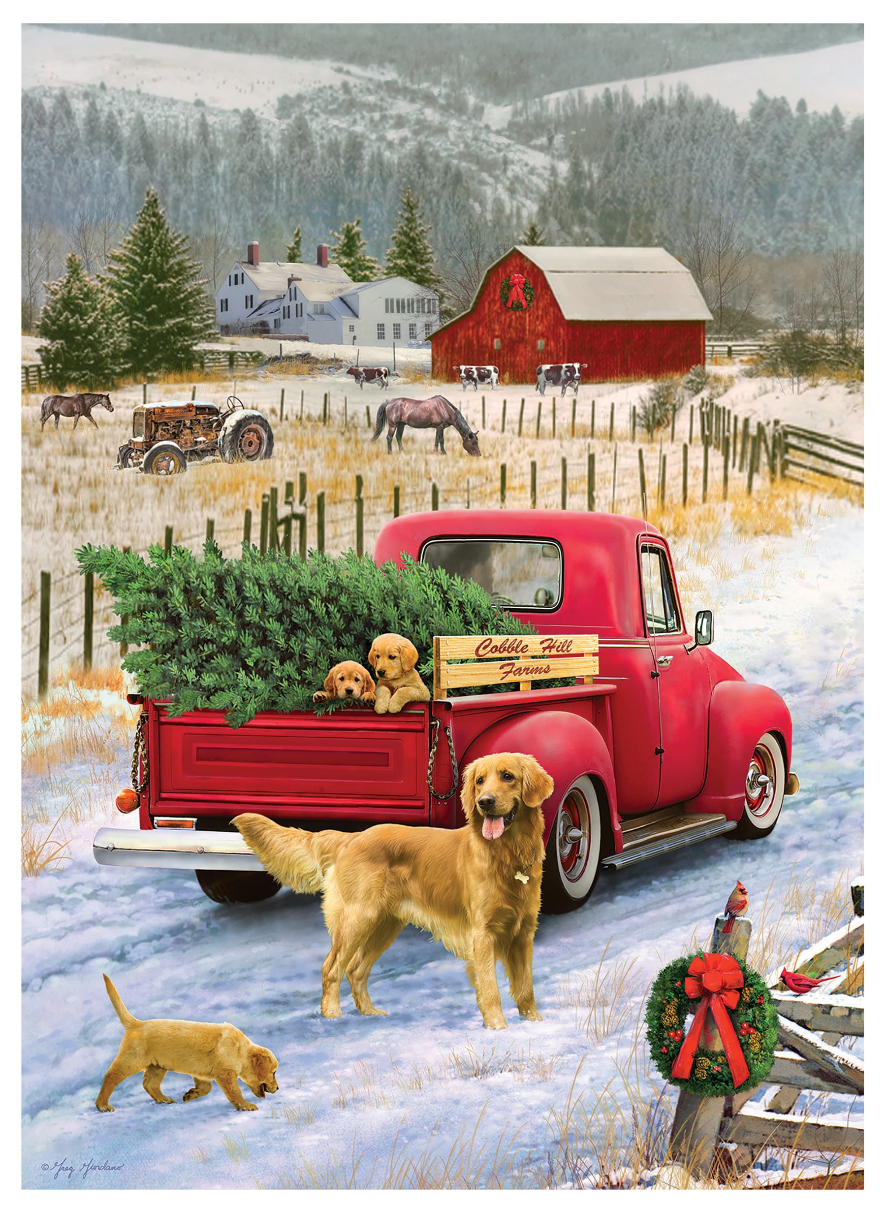 Cobble Hill Christmas On The Farm 1000 Piece Jigsaw Puzzle Christmas On The Farm Walmart Com Walmart Com