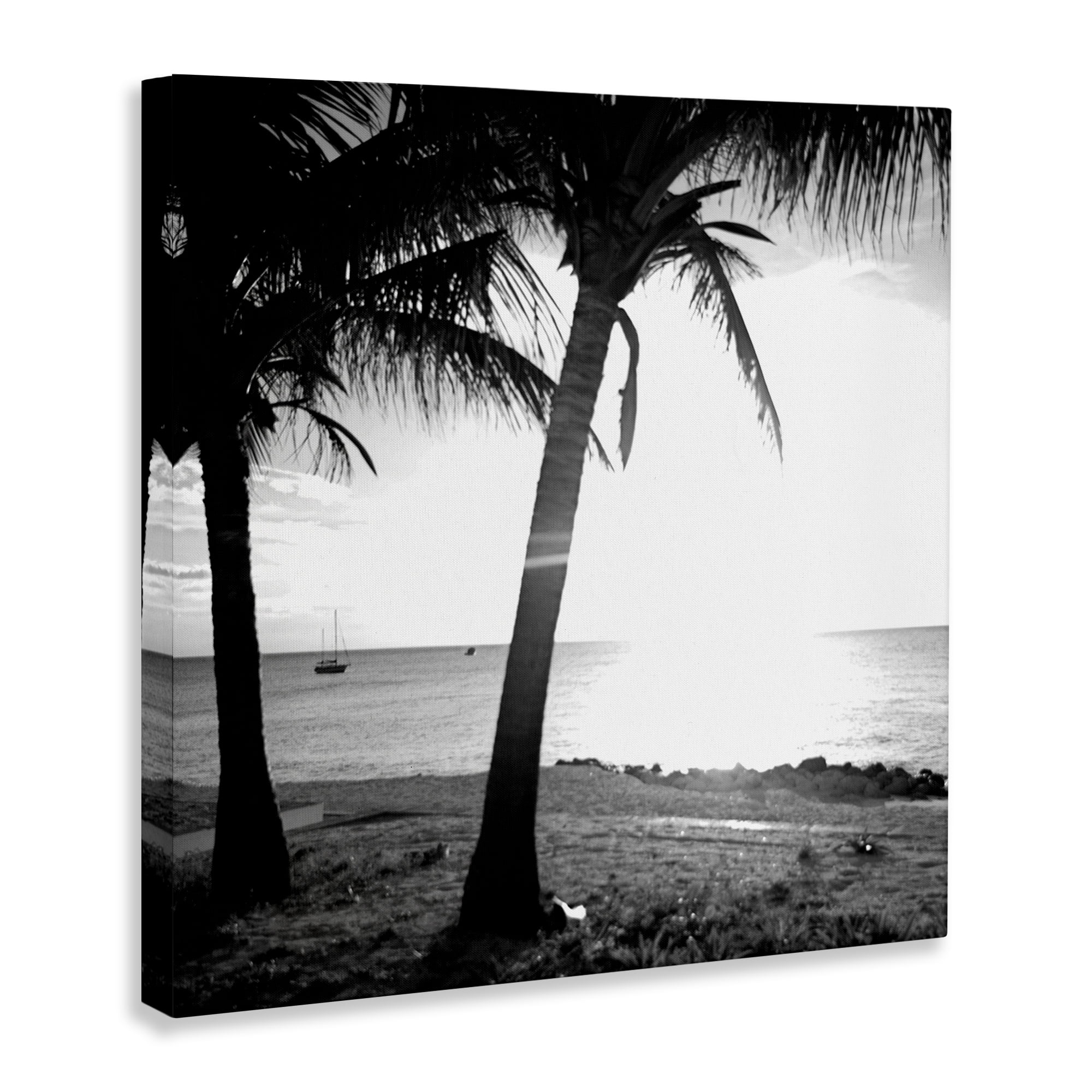 Stupell Industries Palm Tree Silhouettes Coastal Photography Gallery Wrapped Canvas Art Print Wall Art, 17 x 17