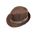thumbnail image 4 of Avolia Unisex Kids Fedora Hat Breathable Polyester Jazz Cap Autumn Beach Travel with Adjustable Strap Coffee One Size, 4 of 5