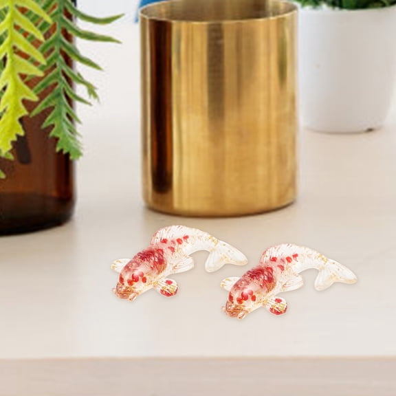 DRAFIDEEP 2Pcs Crystal Fish Figurine Red Miniature Ornament for Home Decoration 6.00X3.50X2.00Cm